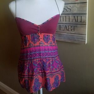 Free People Colorful Boho Festive Top